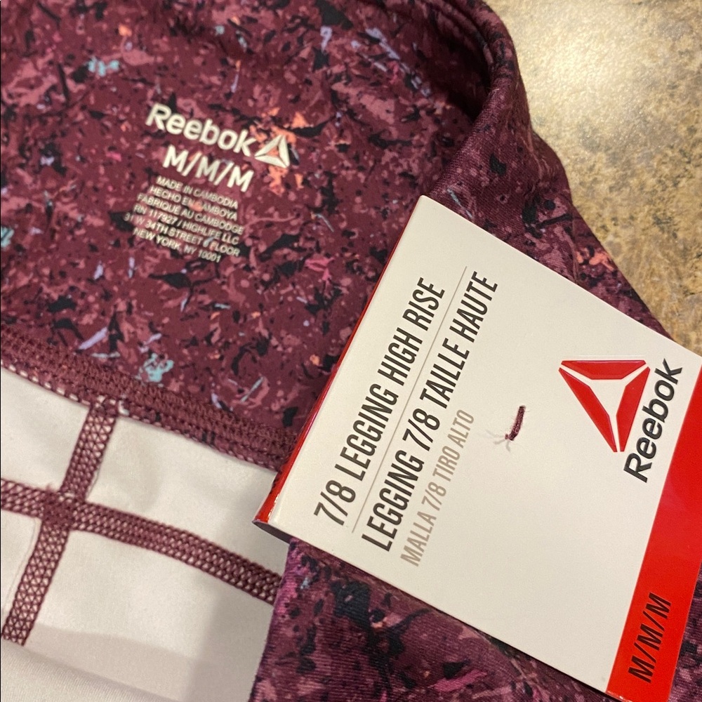 NWT Reebok 7/8 Legging High Rise Medium Grape Wine - Picture 7 of 14